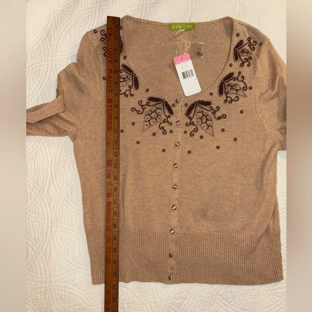 Silk Cotton Cashmere Sigrid Cardigan with Beaded Embroidery NWT